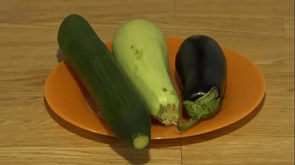Hot Eggplant, zucchini and cucumber stretch my roomy anal, a wide, open hole in a butt warm Videos