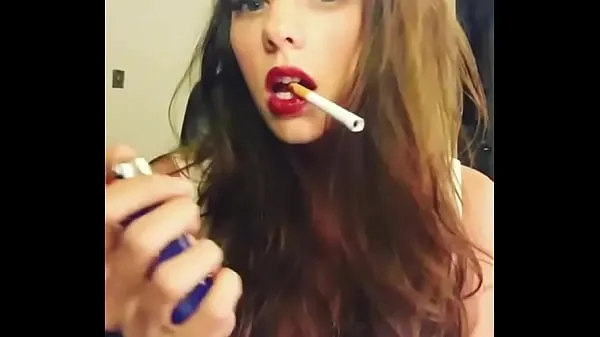 Menő Hot girl with sexy red lips meleg videók