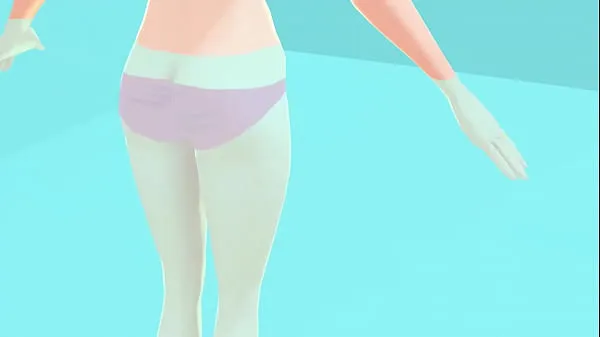 Toyota's anime girl shakes big breasts in a pink bikini Video hangat yang panas