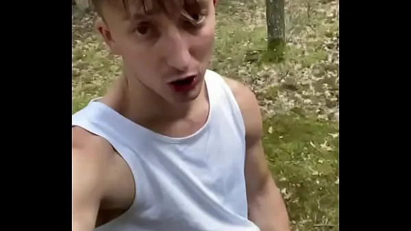 Hot Twink suck big cock at forest and make cum on his face facial blowjob outdoor cruising warm Videos
